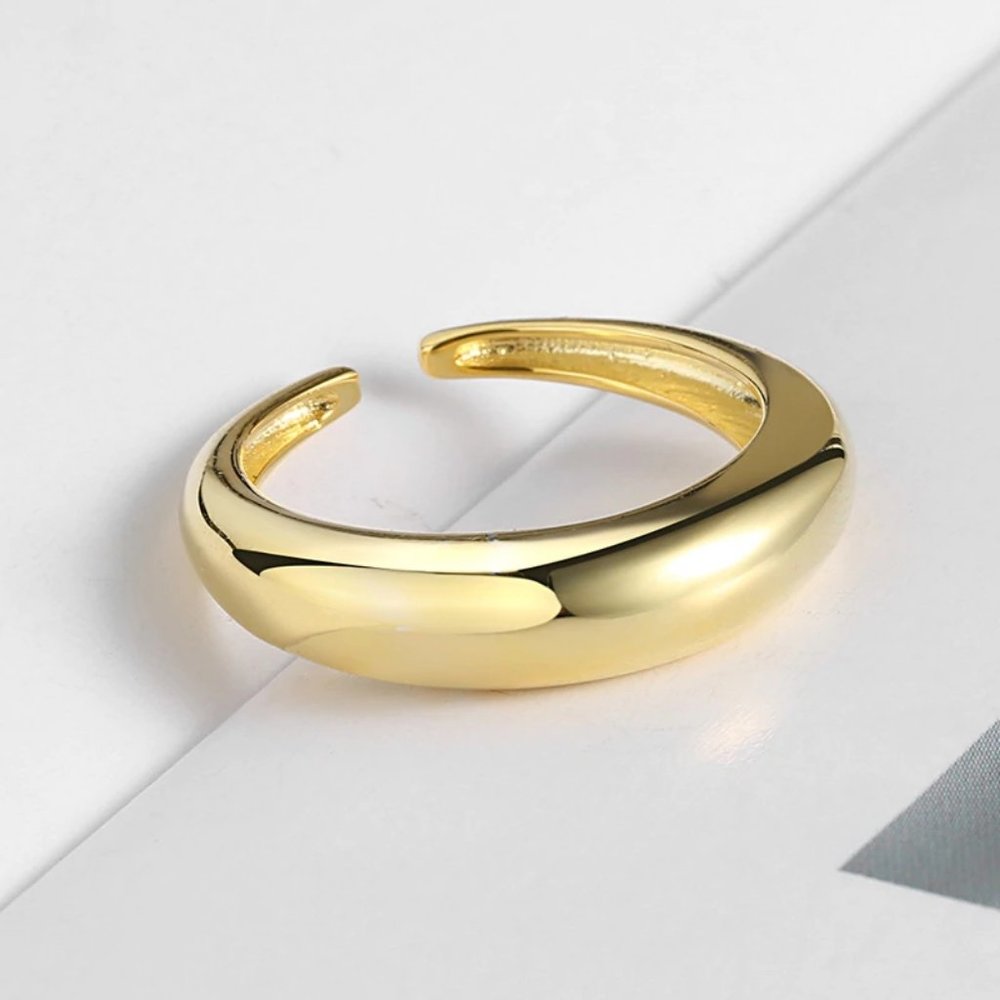 NEW Gold/Sterling Silver Curve Adjustable Ring - Picture 6 of 7